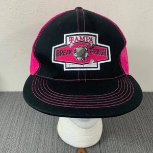 Tampa Break Through Trucker Hat Strapback Unisex OSFM Black Hot Pink Mesh Back - Picture 1 of 11
