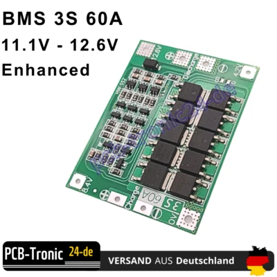 MARKENLOS BMS 3S 60A 12,6V Enhance Platine für Li-ion Akku, Batterie Schutz Platine