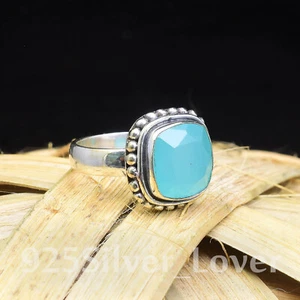 Aqua Chalcedony  Gemstone 925 Sterling Silver Handmade Ring Jewelry MP-249 - Picture 1 of 9