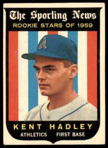 1959 TOPPS KENT HADLEY KANSAS CITY ATHLETICS #127 ROOKIE RC VG-EX X1925