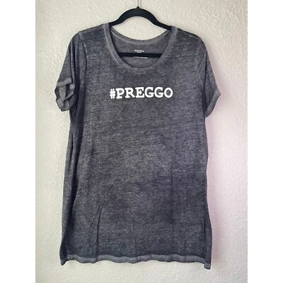 Camiseta Maternidad Maternidad Preggo Gráfica Embarazo Top Gris Grande Foto 1 de 3
