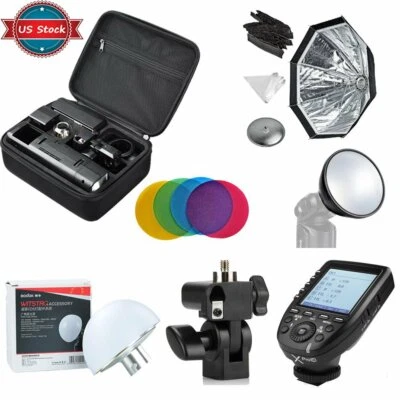 US Godox 2.4 TTL HSS Two Heads AD200 Flash+Xpro-C Trigger for Canon+Softbox Kit - Image 1 of 4