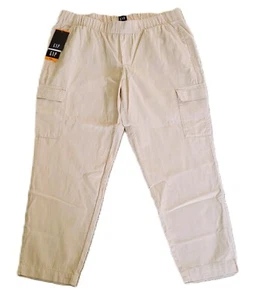 GAP WOMEN'S TWILL CARGO PANTS ELASTIC WAIST 6 POCKETS PULL-ON TAN XL/XXL - Picture 1 of 13