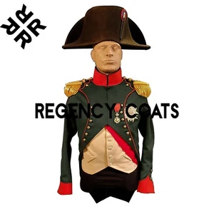 French Napoleon Uniform, Green Wool Napoleonic War Jacket, Military Tailcoat - Picture 1 of 5