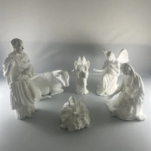 6 Piece Set Lenox "The Nativity" - White Bone China Bisque Figures NO BOX - Picture 1 of 22