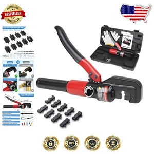 Hydraulic Crimper with 9 Black Oxide Dies for Superior Cable Crimping - Picture 1 of 9