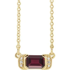 Collana 16" giallo granato naturale del Mozambico 14 carati e lingotto di diamanti naturali .02 CTW - Foto 1 di 2