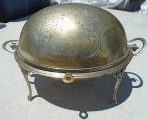 Domed Roll Top JD & Co England Breakfast Warmer 14 ¾ ” Long Silverplated - Bild 1 von 18