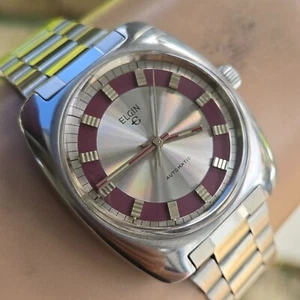 Reloj Automático Hombre ELGIN Vintage Dos Tonos Círculos Concéntricos Dial Años 70 - Imagen 1 de 24
