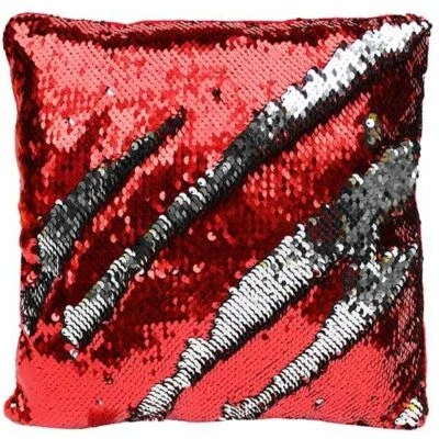 Dekokissen mit Pailletten rot silber 30x30cm Dekoration Zierkissen Wendekissen - Bild 1 von 4