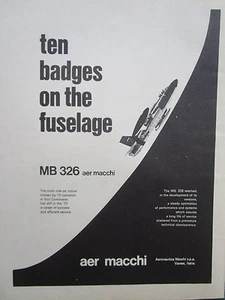 9/1970 PUB AERMACCHI VARESE ITALY MB-326 BASIC JET TRAINER ORIGINAL ANZEIGE - Bild 1 von 1