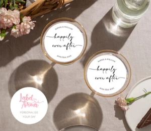 Personalised Drinks Topper 'Happily Ever After' Wedding Cocktail Edible Favour - Picture 1 of 5