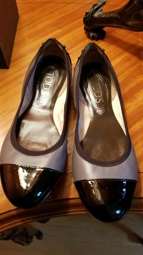 TOD’S Scarpe donna Tod's ballerine in vernice taglia 4 5 grigio nero come nuove!!!