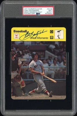 1977-79 Sportscaster Carl Yastrzemski 签名 PSA 7 签名 7 罕见 双级 意大利 — 第 1/2 张图片