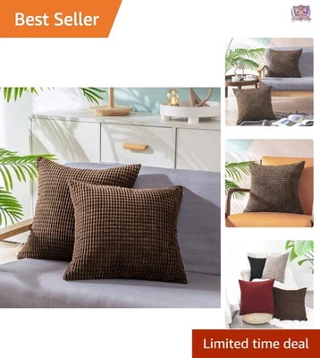 Pack de 2 fundas de almohada cuadradas de pana decorativas de 16x16 pulgadas Foto 1 de 4