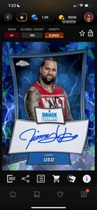 DIGITAL Topps WWE Slam Chrome Sapphire 25 Jimmy Uso Blue Brand Signature - Picture 1 of 2