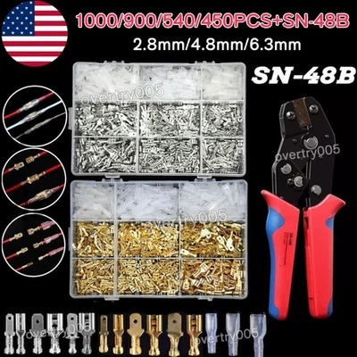 1000x Male Female Spade Splice Connectors Wire Crimp Terminals Assortment Kit - Image 1 of 4