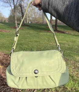Coach Mint Green Soho Pleated Flap Shoulder Strap Purse & Matching Wallet - Picture 1 of 12