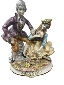 Capodimonte N Italian Porcelain Figurine Victorian Couple 60s-70s Era - Picture 1 of 18