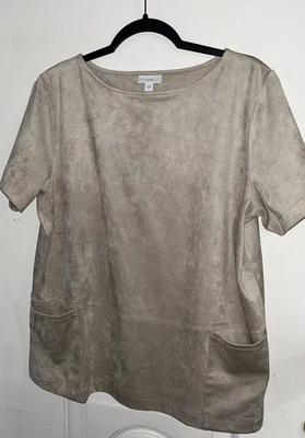 Top de gamuza sintética para mujer Jill talla L bolsillos delanteros topo neutro muy suave Foto 1 de 4