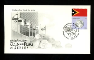 Postal History UN FDC NY #1022c Artcraft Coin Flag Series Timor-Leste 2011 - Picture 1 of 2