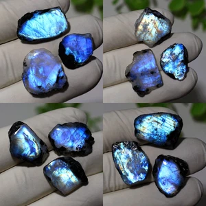 Luz de luna cruda ~ 12 piezas piedra lunar arco iris natural de alta gama gema pulida rebanada de cristal - Imagen 1 de 12