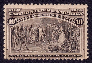 US Scott 237, 1893 Columbus Presenting Natives, 10c black brown, NH MINT - Picture 1 of 1