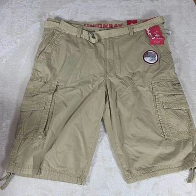 Pantalones Cortos de Carga Unionbay Para Hombre Talla 44 Mensajero Doble Pila Grano + Cinturón Y18EG36 Foto 1 de 4