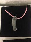 MG 1300 (BMC) ref142 Pewter Effect Car on a Pink Cord Necklace Handmade 41CM