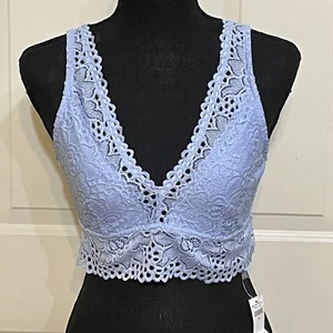 American Eagle AE Aerie Intimates Light Blue Lace Bralette Bra Sz Large NWT - Picture 1 of 5