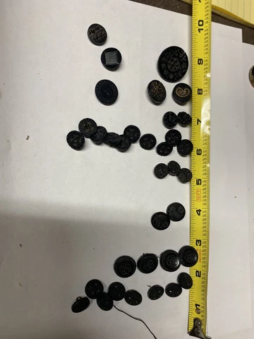 Vintage Victorian Black Glass Button Lot of 35 pieces with 12 different designs Cover