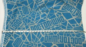 Fleece fabric by the yard - Doctor Who Tardis and Words on blue background 58” W - Picture 1 of 3