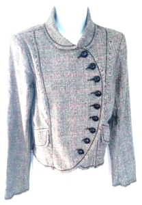 Wyeth by Todd Magill Wool Blend Houndstooth Plaid Raw Edge Blazer Jacket - SMALL - Picture 1 of 4