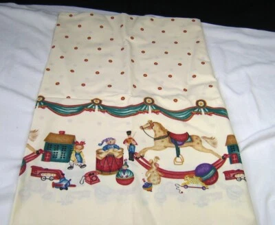 Daisy Kingdom Rocking Horse Border Cream Cotton Fabric 1.5 yards 1996 - Image 1 of 4