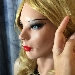 Latex mask LIV RED +EYELASHES +WIG Crossdresser woman mask trans* rubber - Picture 1 of 10
