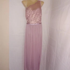 David's Bridal Dress Size 22 Roseglow Pink One Shoulder Long Maxi Lace Formal 22 - Picture 1 of 16