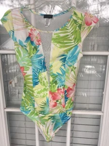 Womens Glamazon Mesh Body Floral BodySuit Nude Size: Medium $59 - Picture 1 of 8