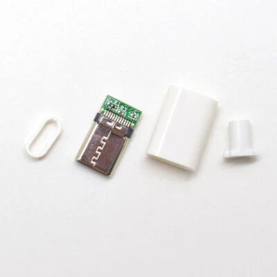 5 Sets USB 3.1 Type C USB C Male Plug DIY Connector Solder Housing Cover White - Image 1 of 4