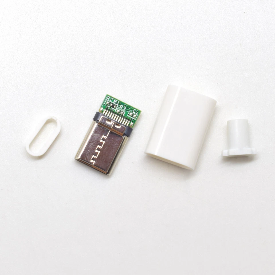 5 Sets USB 3.1 Type C USB C Male Plug DIY Connector Solder Housing Cover White - Image 1 of 4