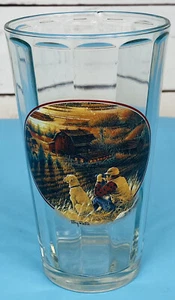 Terry Redlin Best Friends Dog Ducks Pint Glass Paneled Glass Vintage RARE - Picture 1 of 6