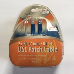 RadioShack 25-Ft DSL Patch Cable 279-108 Connects Your DSL Modem to a Phone Jack - Picture 1 of 6