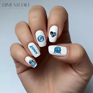 Detroit Lions Football Nail Decals Clear Water Transfer Nail Art - Picture 1 of 5