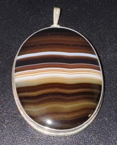 Beautiful old Large Pendant,925 Silver with Beautiful Agate Necklace Pendant - Picture 1 of 10
