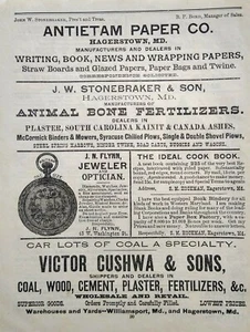 Vintage Druck Ad Hagerstown MD John Stonebraker Dünger Victor Cushwa 1891 - Bild 1 von 4
