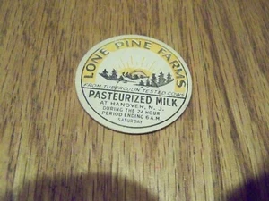LONE PINE FARMS HANOVER NEW JERSEY. MILK BOTTLE CAP DAIRY,,, - Picture 1 of 1