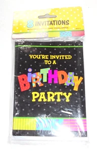 Birthday Party Invitations 8 Cards with Envelopes NEW  - Picture 1 of 2