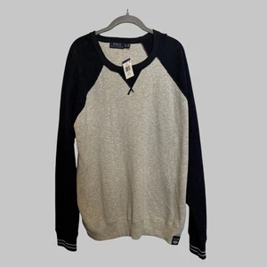 Polo Ralph Lauren Men's Pullover Navy Grey Sweater XL Classic Preppy Colorblock  - Picture 1 of 9