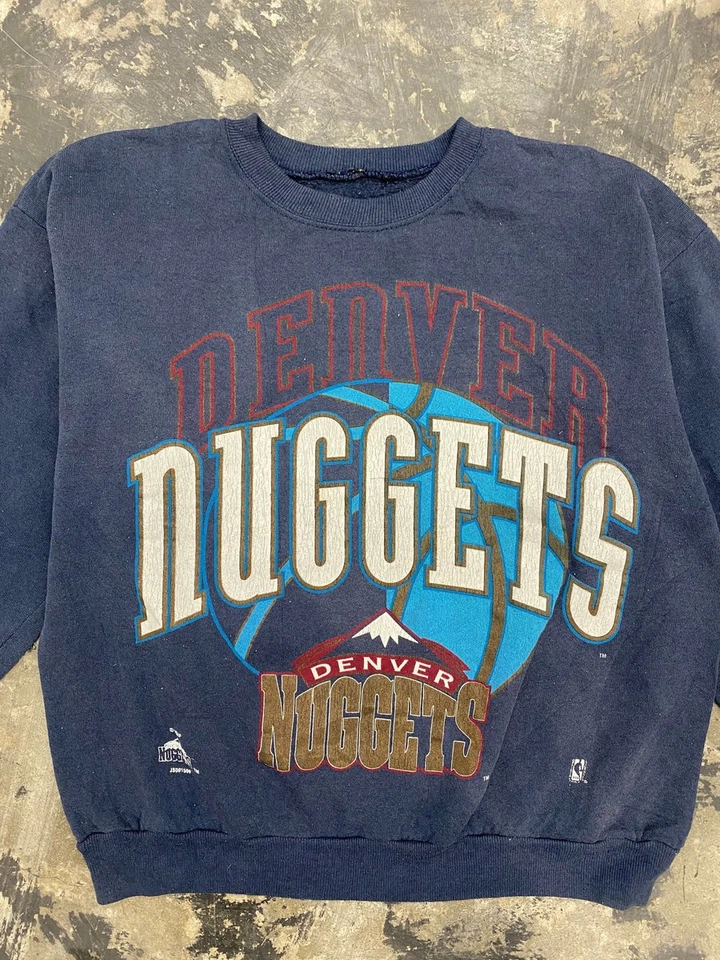 90-е Denver Nuggets толстовка ремейк темно-синяя рубашка классический стиль HN0870 - Изображение 1 из 1