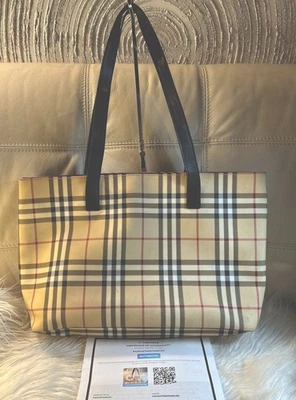 Burberry Bag Nova Check Certificate Of Authentication Large Tote 20x12! Ret$2100 - Image 1 of 4