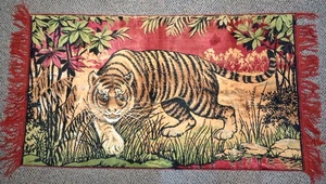 Arazzo da parete vintage tigre safari velluto giungla tappeto boho murale 42 x 23 - Foto 1 di 11